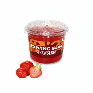Kleurrijke fruitige aardbei popping boba balletjes in een 500 gram verpakking voor bubble tea
